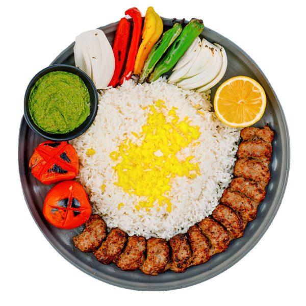 چلو کباب کوبیده تک سیخ